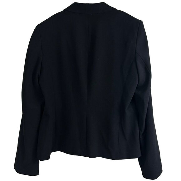 Calvin Klein Black Suit Jacket Gold Zip Faux Pockets and Skirt 2 Piece Size 12 - Picture 8 of 16